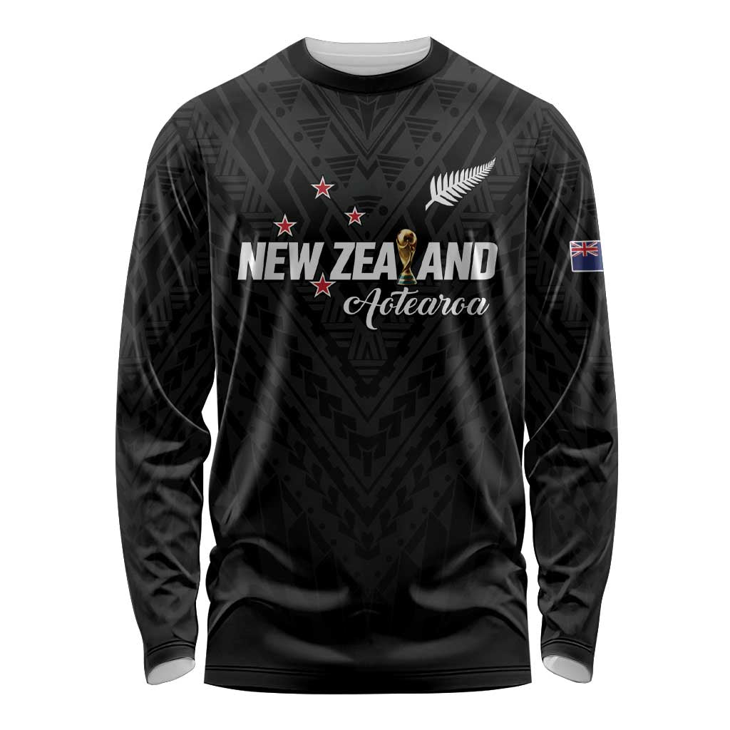 Custom Football New Zealand Long Sleeve Shirt Aotearoa United Black Version - Aussie Hoodie