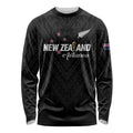 Custom Football New Zealand Long Sleeve Shirt Aotearoa United Black Version - Aussie Hoodie