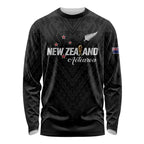 Custom Football New Zealand Long Sleeve Shirt Aotearoa United Black Version - Aussie Hoodie