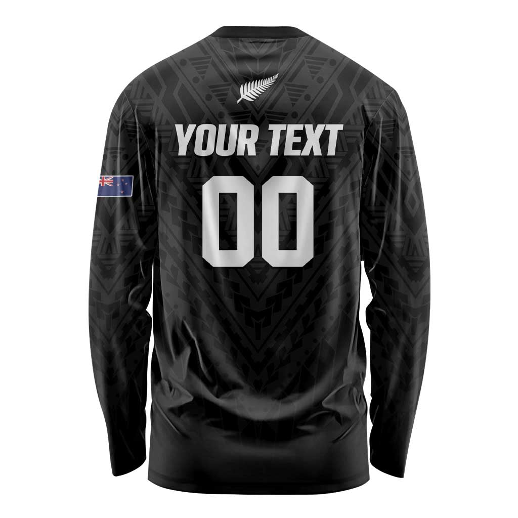 Custom Football New Zealand Long Sleeve Shirt Aotearoa United Black Version - Aussie Hoodie