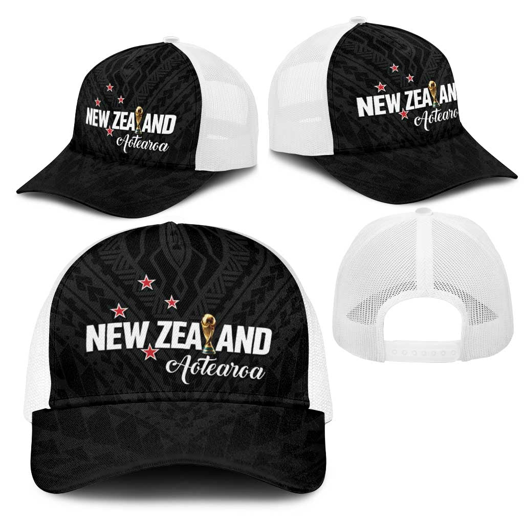 Football New Zealand Mesh Trucker Cap Aotearoa United Black Version - Aussie Hoodie
