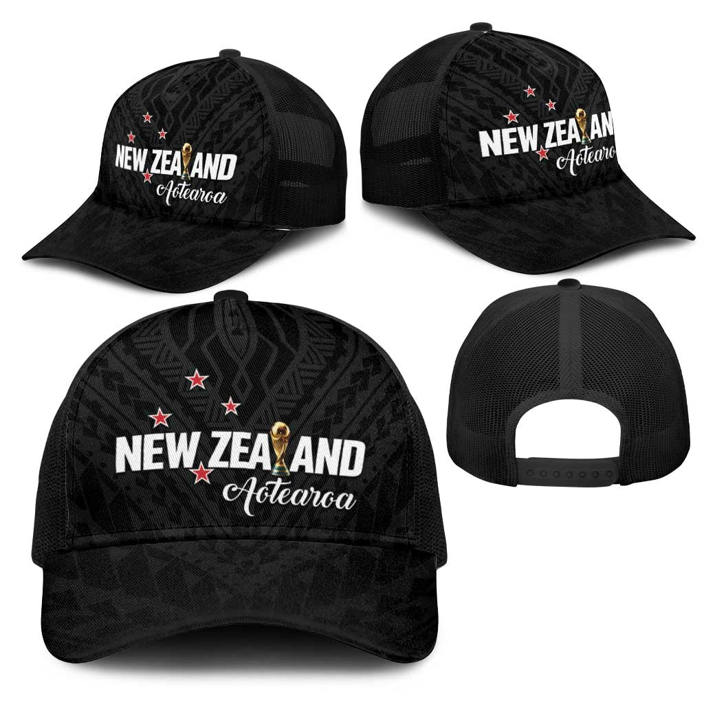 Football New Zealand Mesh Trucker Cap Aotearoa United Black Version - Aussie Hoodie