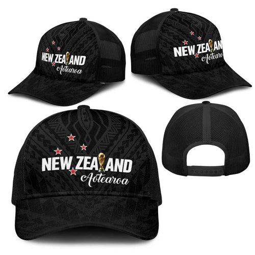 Football New Zealand Mesh Trucker Cap Aotearoa United Black Version - Aussie Hoodie