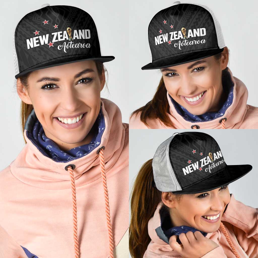 Football New Zealand Mesh Trucker Cap Aotearoa United Black Version - Aussie Hoodie