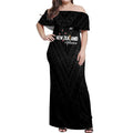 Custom Football New Zealand Off Shoulder Maxi Dress Aotearoa United Black Version - Aussie Hoodie