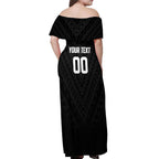 Custom Football New Zealand Off Shoulder Maxi Dress Aotearoa United Black Version - Aussie Hoodie
