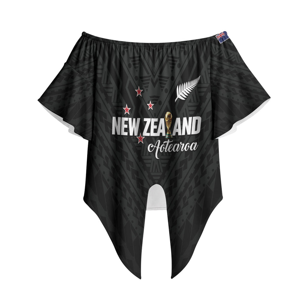 Custom Football New Zealand Off Shoulder Wrap Waist Top Aotearoa United Black Version