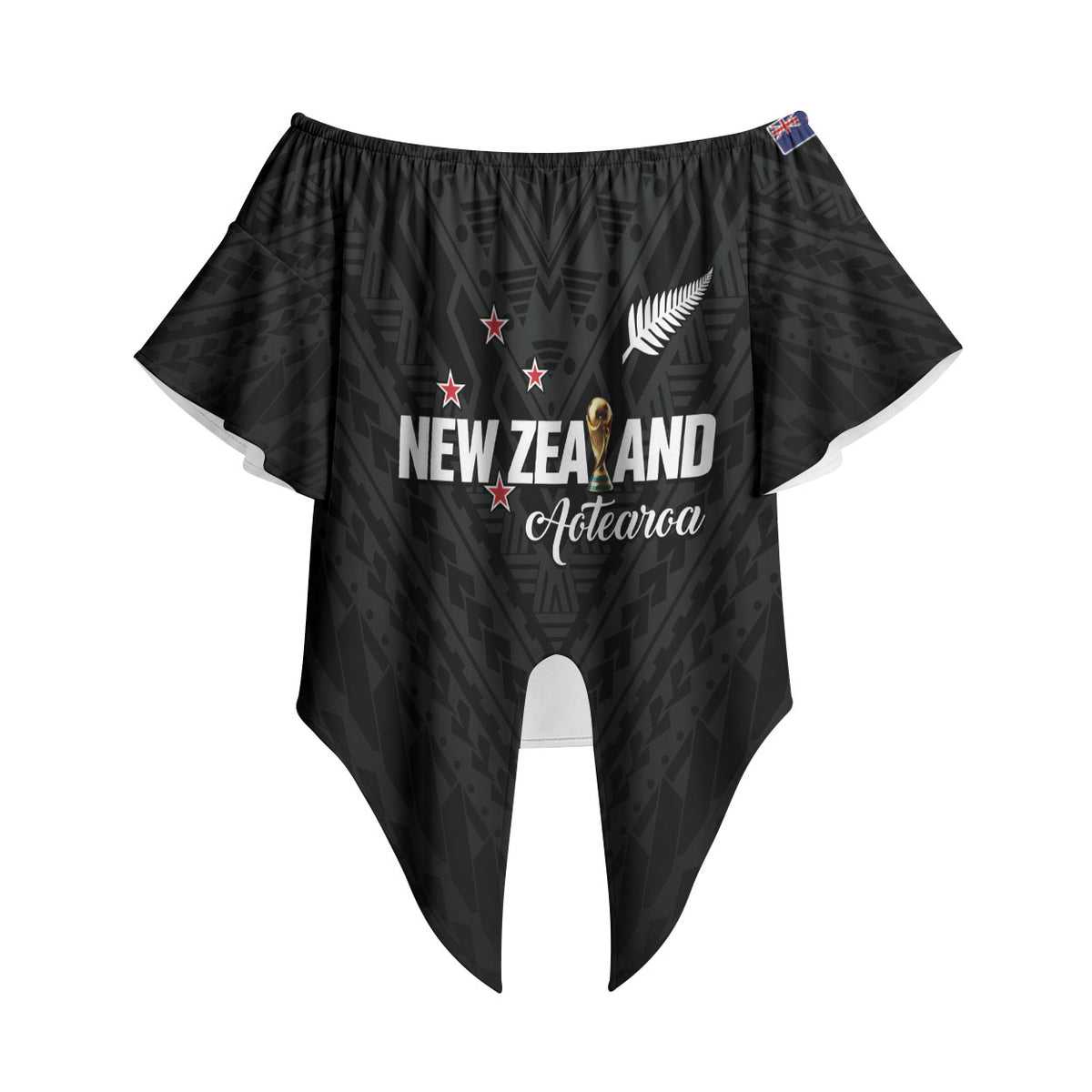 Custom Football New Zealand Off Shoulder Wrap Waist Top Aotearoa United Black Version