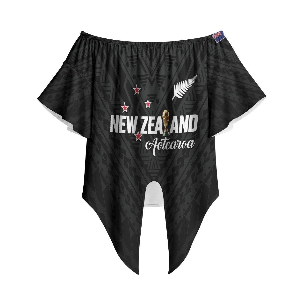 Custom Football New Zealand Off Shoulder Wrap Waist Top Aotearoa United Black Version