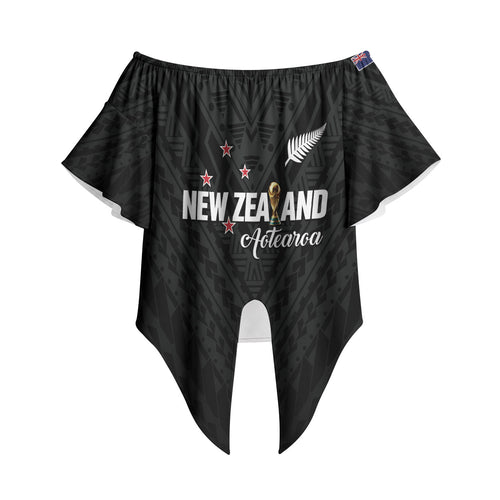 Custom Football New Zealand Off Shoulder Wrap Waist Top Aotearoa United Black Version