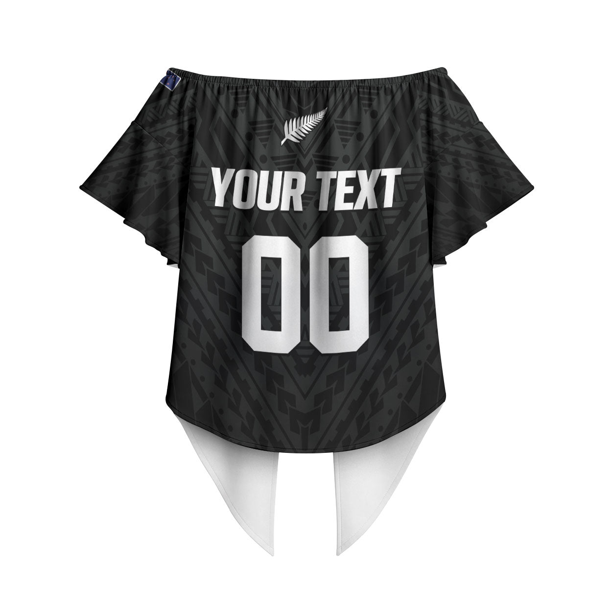 Custom Football New Zealand Off Shoulder Wrap Waist Top Aotearoa United Black Version