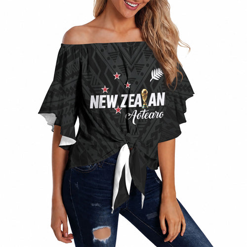 Custom Football New Zealand Off Shoulder Wrap Waist Top Aotearoa United Black Version