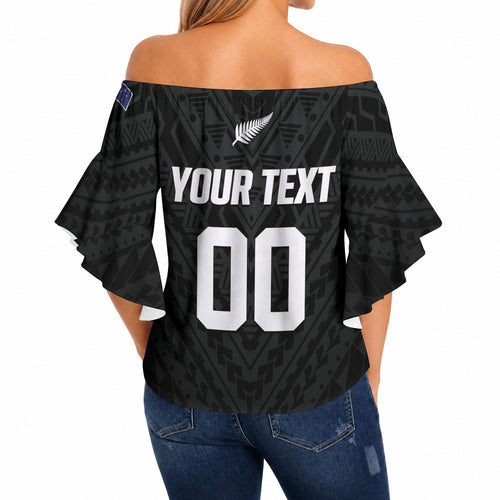 Custom Football New Zealand Off Shoulder Wrap Waist Top Aotearoa United Black Version