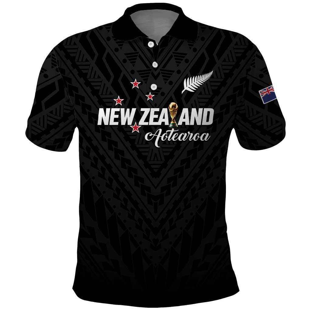 Custom Football New Zealand Polo Shirt Aotearoa United Black Version - Aussie Hoodie