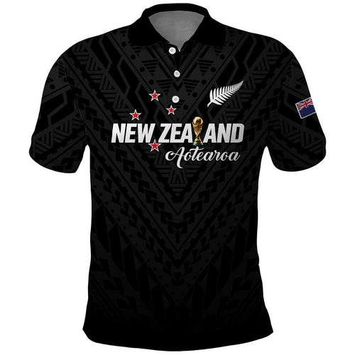 Custom Football New Zealand Polo Shirt Aotearoa United Black Version - Aussie Hoodie