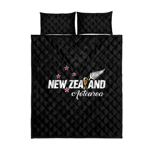 Football New Zealand Quilt Bed Set Aotearoa United Black Version - Aussie Hoodie