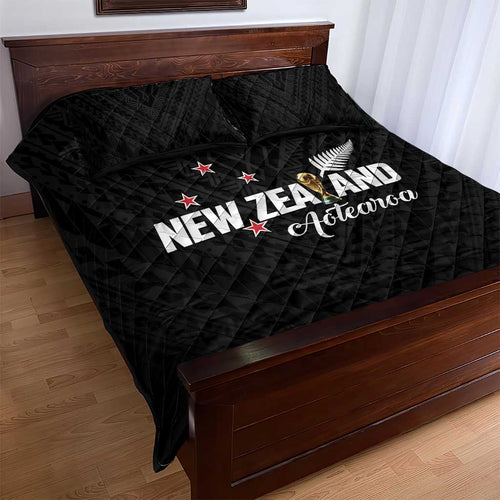 Football New Zealand Quilt Bed Set Aotearoa United Black Version - Aussie Hoodie