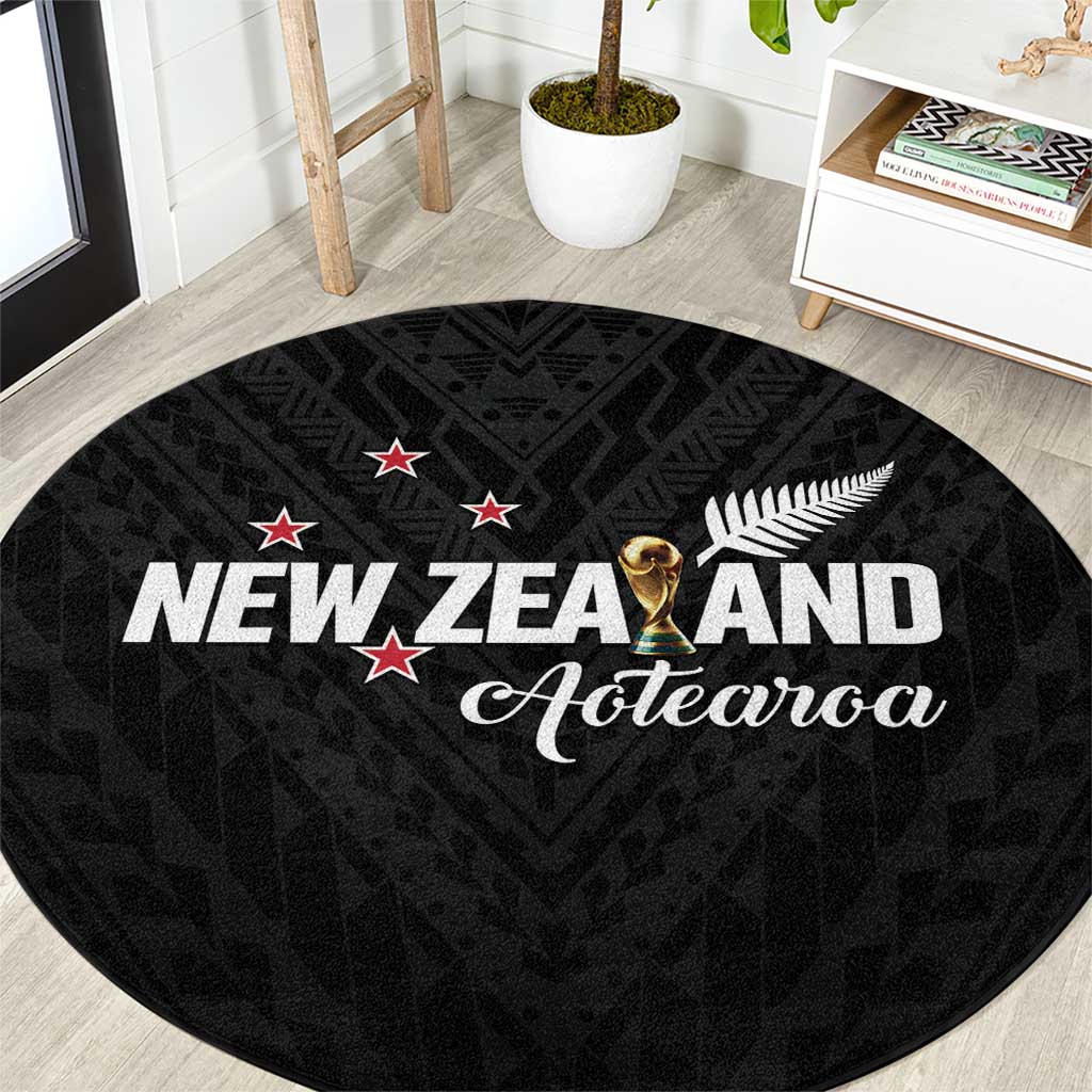 Football New Zealand Round Carpet Aotearoa United Black Version - Aussie Hoodie