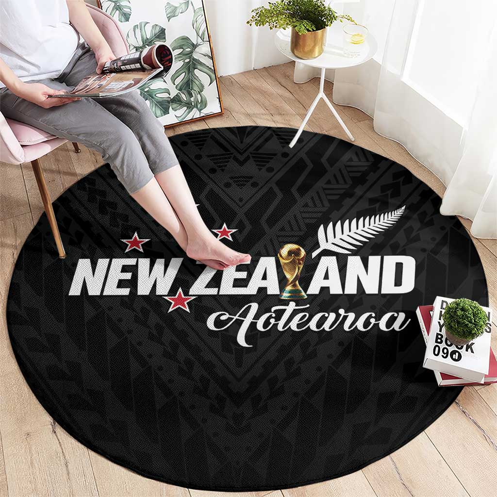 Football New Zealand Round Carpet Aotearoa United Black Version - Aussie Hoodie