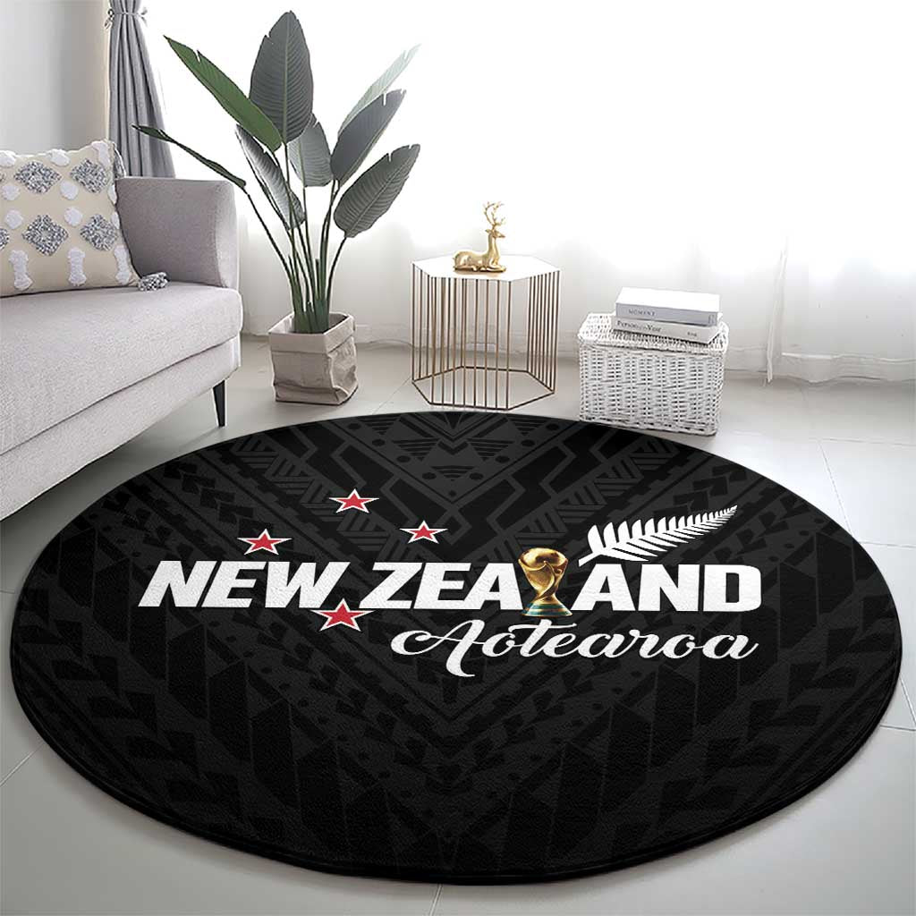 Football New Zealand Round Carpet Aotearoa United Black Version - Aussie Hoodie