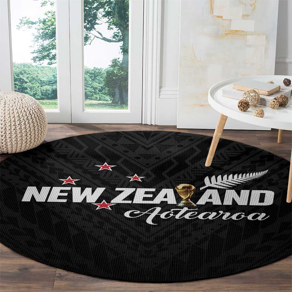 Football New Zealand Round Carpet Aotearoa United Black Version - Aussie Hoodie