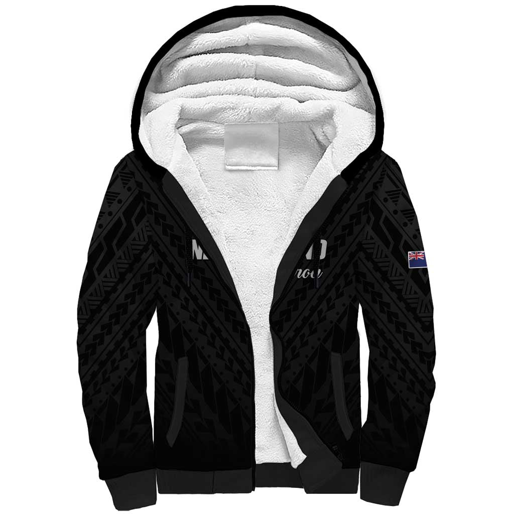 Custom Football New Zealand Sherpa Hoodie Aotearoa United Black Version - Aussie Hoodie