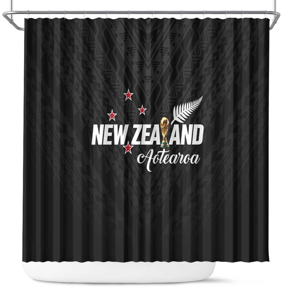 Football New Zealand Shower Curtain Aotearoa United Black Version - Aussie Hoodie