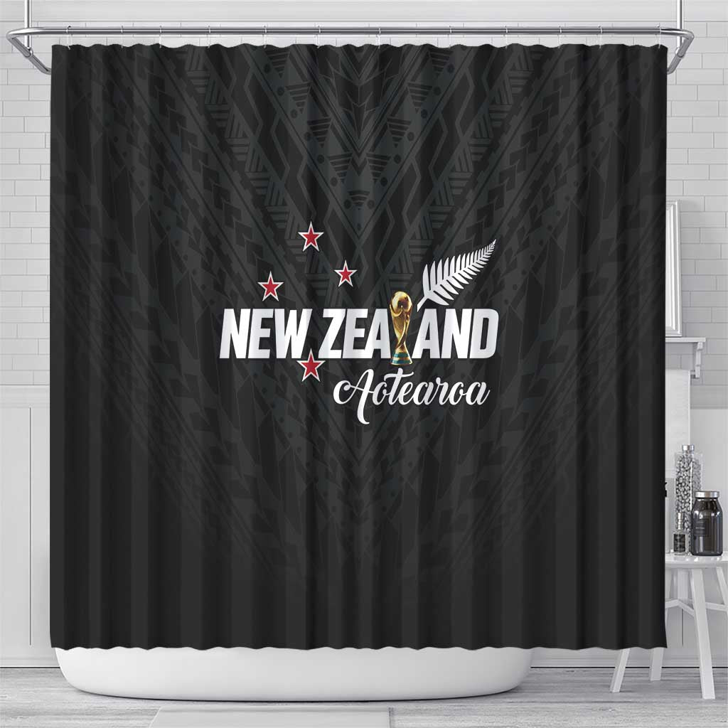 Football New Zealand Shower Curtain Aotearoa United Black Version - Aussie Hoodie