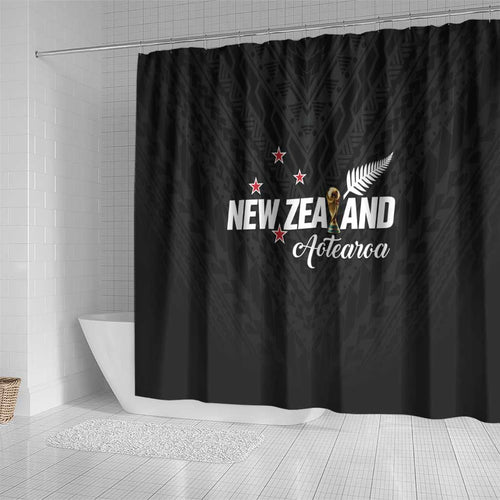 Football New Zealand Shower Curtain Aotearoa United Black Version - Aussie Hoodie