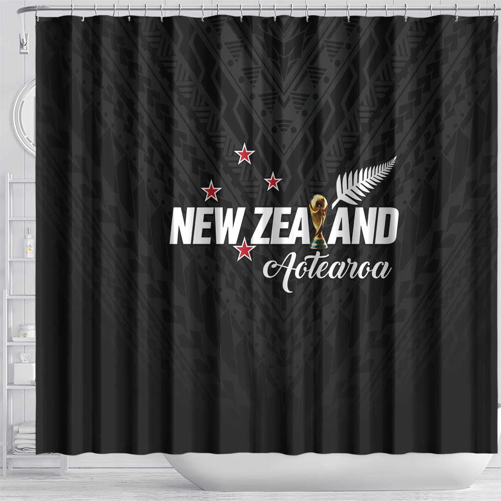 Football New Zealand Shower Curtain Aotearoa United Black Version - Aussie Hoodie
