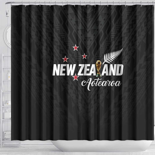 Football New Zealand Shower Curtain Aotearoa United Black Version - Aussie Hoodie