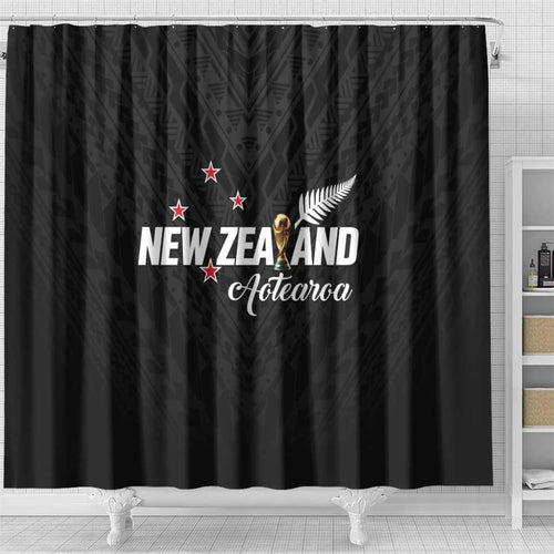 Football New Zealand Shower Curtain Aotearoa United Black Version - Aussie Hoodie