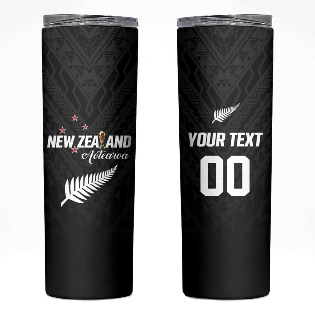 Custom Football New Zealand Skinny Tumbler Aotearoa United Black Version - Aussie Hoodie