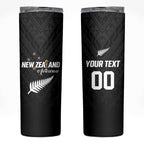 Custom Football New Zealand Skinny Tumbler Aotearoa United Black Version - Aussie Hoodie