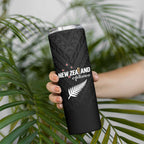 Custom Football New Zealand Skinny Tumbler Aotearoa United Black Version - Aussie Hoodie