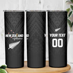 Custom Football New Zealand Skinny Tumbler Aotearoa United Black Version - Aussie Hoodie