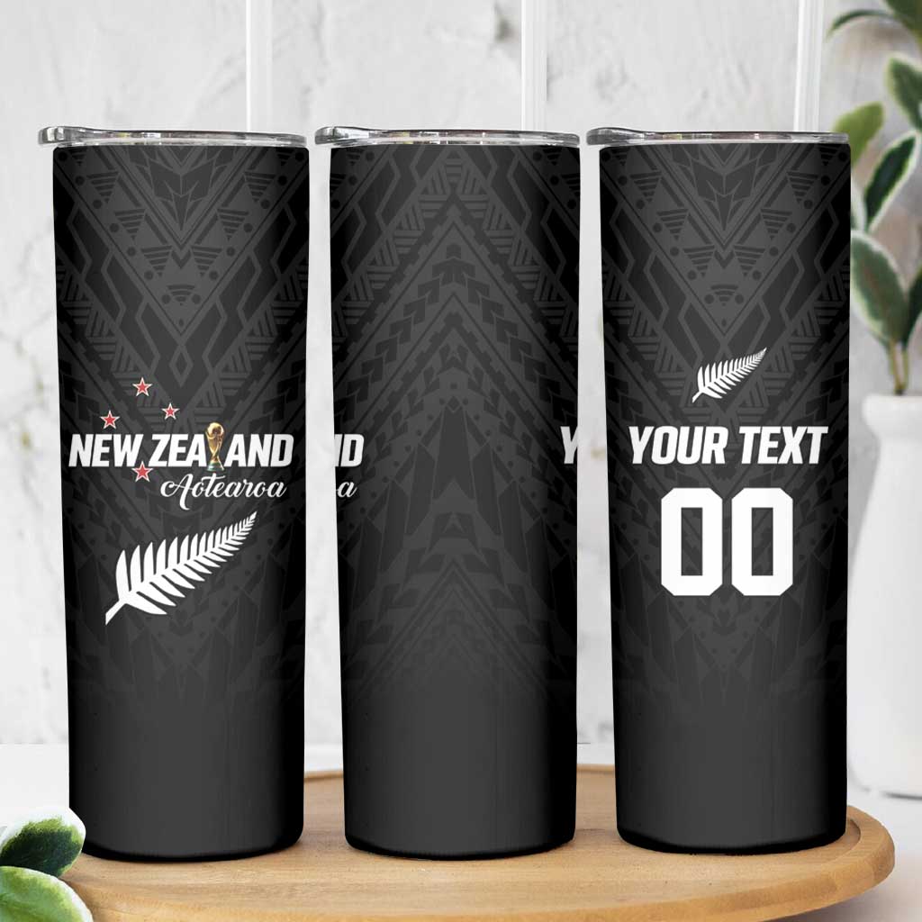 Custom Football New Zealand Skinny Tumbler Aotearoa United Black Version - Aussie Hoodie
