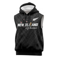 Custom Football New Zealand Sleeveless Hoodie Aotearoa United Black Version - Aussie Hoodie