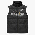 Custom Football New Zealand Sleeveless Puffer Jacket Aotearoa United Black Version - Aussie Hoodie