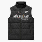 Custom Football New Zealand Sleeveless Puffer Jacket Aotearoa United Black Version - Aussie Hoodie