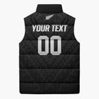 Custom Football New Zealand Sleeveless Puffer Jacket Aotearoa United Black Version - Aussie Hoodie