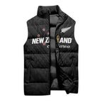 Custom Football New Zealand Sleeveless Puffer Jacket Aotearoa United Black Version - Aussie Hoodie