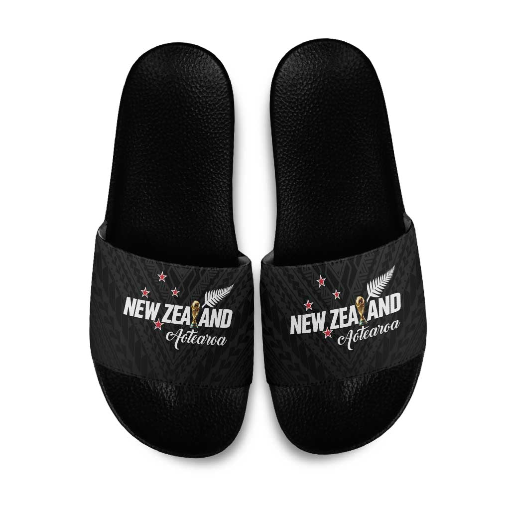 Football New Zealand Slide Sandals Aotearoa United Black Version - Aussie Hoodie
