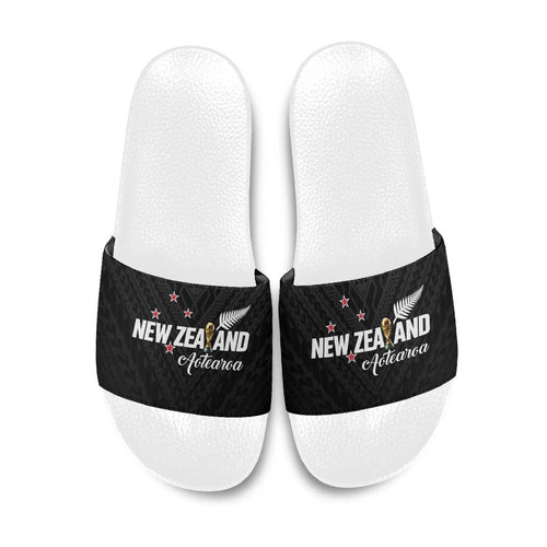 Football New Zealand Slide Sandals Aotearoa United Black Version - Aussie Hoodie