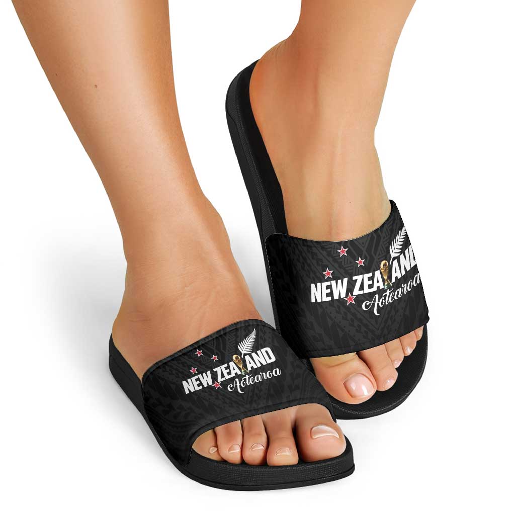 Football New Zealand Slide Sandals Aotearoa United Black Version - Aussie Hoodie
