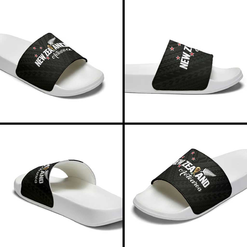 Football New Zealand Slide Sandals Aotearoa United Black Version - Aussie Hoodie