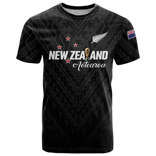 Custom Football New Zealand T Shirt Aotearoa United Black Version - Aussie Hoodie