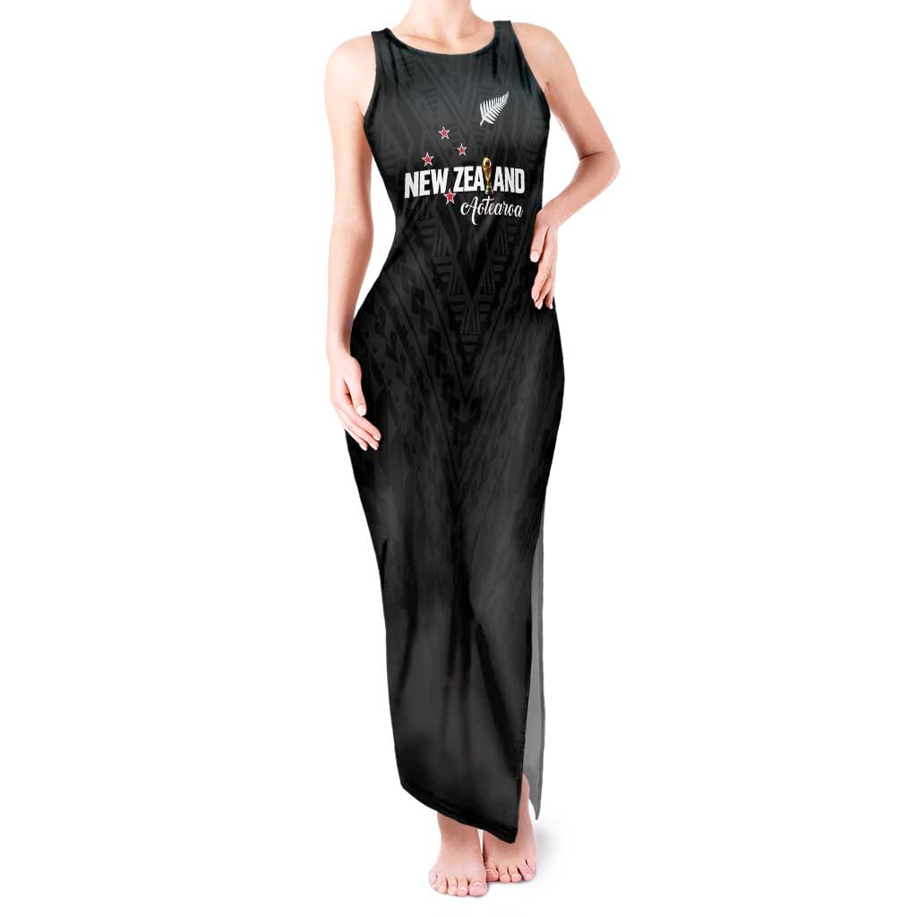 Custom Football New Zealand Tank Maxi Dress Aotearoa United Black Version - Aussie Hoodie