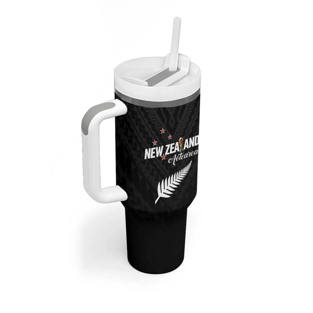 Custom Football New Zealand Tumbler With Handle Aotearoa United Black Version - Aussie Hoodie