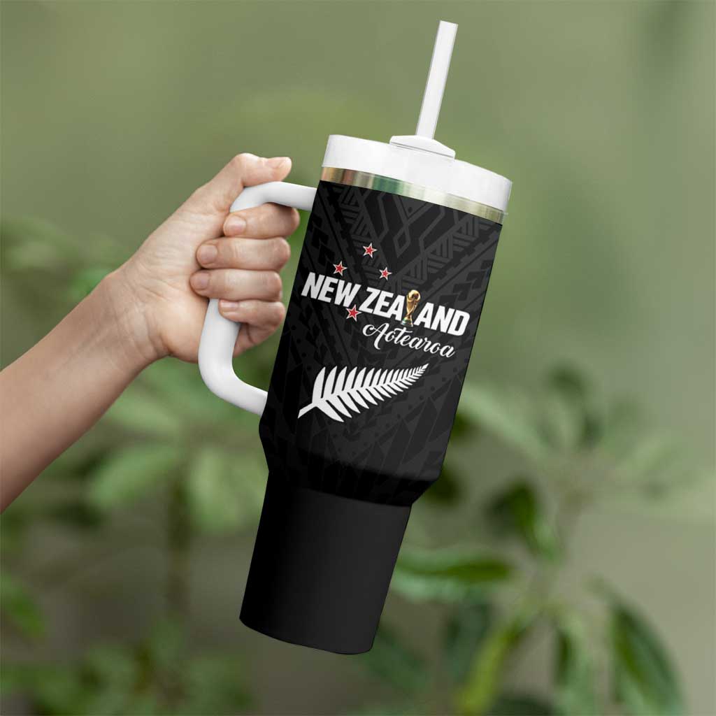 Custom Football New Zealand Tumbler With Handle Aotearoa United Black Version - Aussie Hoodie